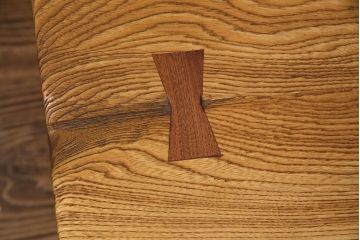 中古　手造り家具　頑固おやじ製　総栗無垢材　芸術品のような存在感のあるコノイドベンチ風木製ベンチ(長椅子、板座チェア)(R-050617)