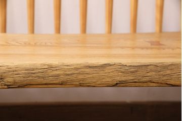 中古　手造り家具　頑固おやじ製　総栗無垢材　芸術品のような存在感のあるコノイドベンチ風木製ベンチ(長椅子、板座チェア)(R-050617)