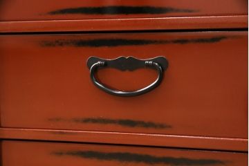 中古　美品　高級品　曙塗り(あけぼのぬり)　漆の朱赤が和の趣を高める文机(座机、片袖机)(定価約35万円)(R-050621)