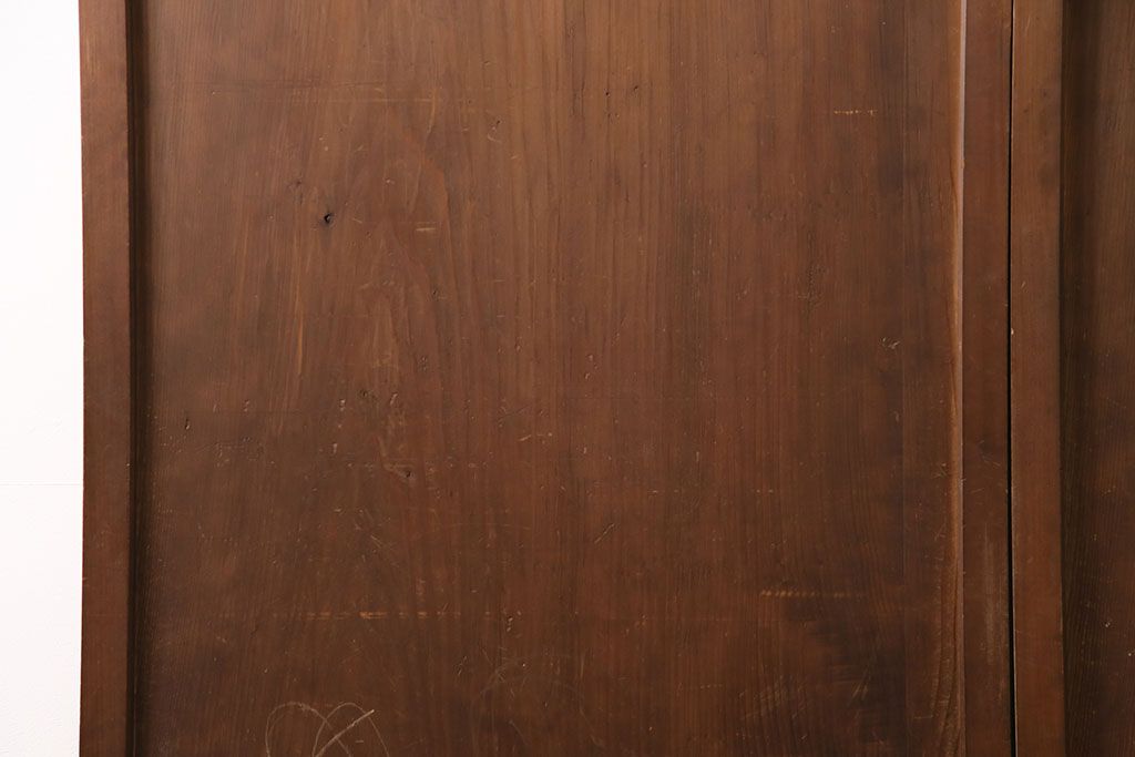 アンティーク建具　明治大正期　一枚板　木の風合いが魅力のシンプルなデザインの板戸2枚セット(建具、引き戸)(R-050622)