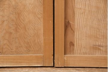 アンティーク建具　明治大正期　一枚板　木の風合いが魅力のシンプルなデザインの板戸2枚セット(建具、引き戸)(R-050622)