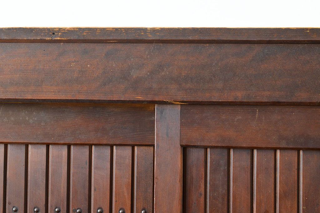 和製アンティーク　ケヤキ材・前面ヒノキ材　和の情緒たっぷりの空間づくりが叶う四尺水屋箪笥(重ね箪笥、食器棚、収納棚、キャビネット)(R-050644)