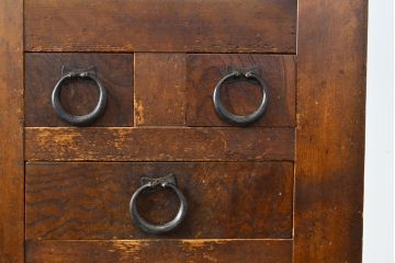 和製アンティーク　ケヤキ材・前面ヒノキ材　和の情緒たっぷりの空間づくりが叶う四尺水屋箪笥(重ね箪笥、食器棚、収納棚、キャビネット)(R-050644)