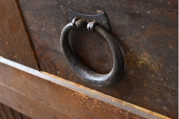 和製アンティーク　ケヤキ材・前面ヒノキ材　和の情緒たっぷりの空間づくりが叶う四尺水屋箪笥(重ね箪笥、食器棚、収納棚、キャビネット)(R-050644)