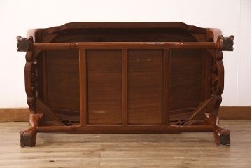 中古　極美品　三越百貨店取扱い品　高級カリン材を使用した気品ある佇まいのセンターテーブル(ローテーブル、リビングテーブル、花梨材)(定価約19万円)(R-050658)