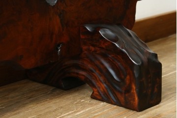 中古　花梨(カリン)材鳥眼杢　空間のアクセントになる迫力のある衝立　定価約38万円　(R-050661)