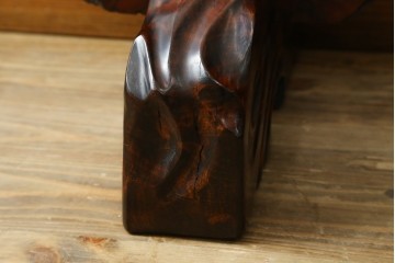 中古　花梨(カリン)材鳥眼杢　空間のアクセントになる迫力のある衝立　定価約38万円　(R-050661)