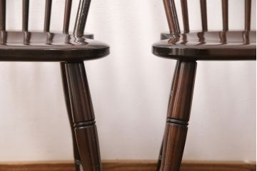 ビンテージ　松本民芸家具　美しいシルエットが魅力の#72リーチ型チェア2脚セット(ダイニングチェア、椅子、板座チェア、ヴィンテージ)(R-050668)