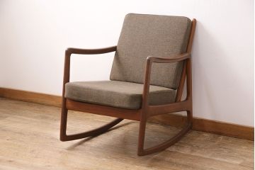 ヴィンテージ家具　北欧　デンマーク　FRANCE&SON(フランス&サン)　ole wanscher(オーレ・ヴァンシャー)　希少なロッキングチェア(アームチェア、アームソファ、ビンテージ)(R-050669)