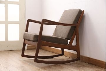ヴィンテージ家具　北欧　デンマーク　FRANCE&SON(フランス&サン)　ole wanscher(オーレ・ヴァンシャー)　希少なロッキングチェア(アームチェア、アームソファ、ビンテージ)(R-050669)
