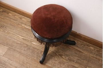 和製アンティーク　くすんだ色味がレトロな雰囲気を醸し出すピアノスツール(イス、回転チェア)(R-050670)