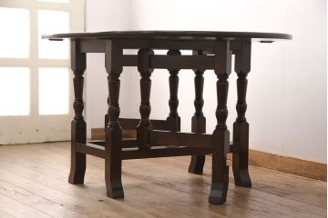 中古　松本民芸家具　落ち着いた大人空間におすすめのT.R.ゲートレッグテーブル(バタフライテーブル)(定価約31万9千円)(R-050675)