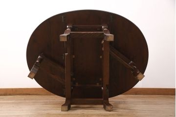 中古　松本民芸家具　落ち着いた大人空間におすすめのT.R.ゲートレッグテーブル(バタフライテーブル)(定価約31万9千円)(R-050675)