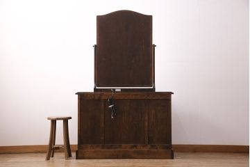 中古　北海道民芸家具　落ち着きのある大人の空間を演出するドレッサー(鏡台)(R-050676)