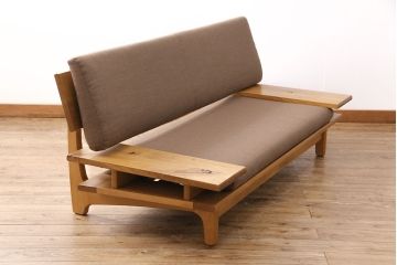 中古　飛騨産業　キツツキ　森のことば　両肘付ソファ2P　木のぬくもりを感じる2人掛けソファ(定価約25万円)(二人掛け、アームソファ)(R-050678)