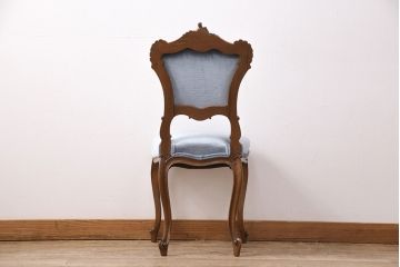 中古　フランス輸入家具　淡いブルーが美しい!優雅な佇まいが魅力的なチェア(定価約12万円)(サロンチェア、椅子)(R-050690)