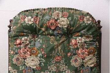 中古　飛騨産業　キツツキ　穂高　WINDSOR　クラシカルな花柄ファブリックが印象的なナラ材製ロッキングチェア(アームチェア、アームソファ)(R-050691)