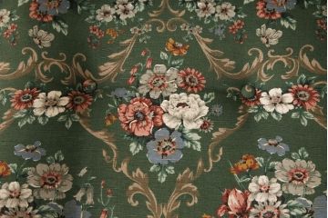 中古　飛騨産業　キツツキ　穂高　WINDSOR　クラシカルな花柄ファブリックが印象的なナラ材製ロッキングチェア(アームチェア、アームソファ)(R-050691)