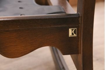 中古　飛騨産業　キツツキ　穂高　WINDSOR　クラシカルな花柄ファブリックが印象的なナラ材製ロッキングチェア(アームチェア、アームソファ)(R-050691)