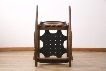 中古　飛騨産業　キツツキ　穂高　WINDSOR　クラシカルな花柄ファブリックが印象的なナラ材製ロッキングチェア(アームチェア、アームソファ)(R-050691)