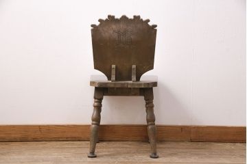 和製ヴィンテージ　神戸洋家具　ナラ材　ペイント仕上げ限定　彫り彫刻が華やかな雰囲気を演出するドレッサー&チェアセット(鏡台、ミラー、ビンテージ)(R-050694)
