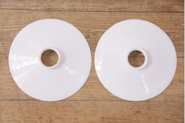 アンティーク照明　古き良き時代の味を感じる平笠シェードのペンダントライト2個セット(吊り下げ照明、天井照明、シェード、電笠)(R-050696)