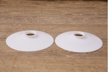 アンティーク照明　古き良き時代の味を感じる平笠シェードのペンダントライト2個セット(吊り下げ照明、天井照明、シェード、電笠)(R-050696)