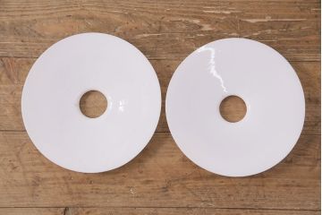 アンティーク照明　古き良き時代の味を感じる平笠シェードのペンダントライト2個セット(吊り下げ照明、天井照明、シェード、電笠)(R-050696)