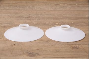 アンティーク照明　シンプルデザインが取り入れやすい、平笠シェードのペンダントライト2個セット(吊り下げ照明、天井照明、シェード、電傘)(R-050700)