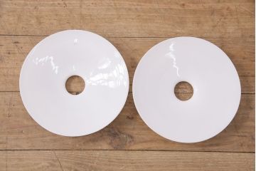 アンティーク照明　シンプルデザインが取り入れやすい、平笠シェードのペンダントライト2個セット(吊り下げ照明、天井照明、シェード、電傘)(R-050700)