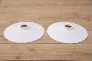 アンティーク照明　シンプルデザインが取り入れやすい、平笠シェードのペンダントライト2個セット(吊り下げ照明、天井照明、シェード、電傘)(R-050703)