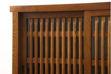 中古　美品　総ニレ無垢材　網代風のデザインが和の趣を高める水屋箪笥サイドボード(収納棚、戸棚、キャビネット)(R-050714)