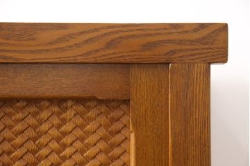 中古　美品　総ニレ無垢材　網代風のデザインが和の趣を高める水屋箪笥サイドボード(収納棚、戸棚、キャビネット)(R-050714)