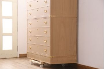 中古　和歌山県紀州　伝統工芸士・中田静夫作　金色の金具が煌びやかな印象を与える加茂総桐箪笥(総桐たんす、総桐箪笥、胴丸)(定価約120万円)(R-050726)