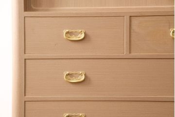 中古　和歌山県紀州　伝統工芸士・中田静夫作　金色の金具が煌びやかな印象を与える加茂総桐箪笥(総桐たんす、総桐箪笥、胴丸)(定価約120万円)(R-050726)