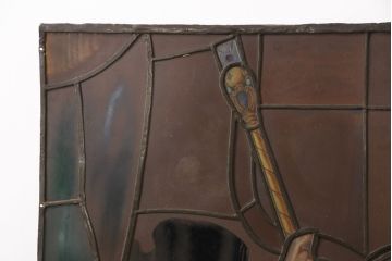 和製アンティーク　国産　ヨーロッパの絵画のような絵柄が魅力的なステンドグラス3枚セット(明り取り、窓)(R-050737)