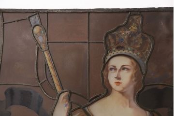 和製アンティーク　国産　ヨーロッパの絵画のような絵柄が魅力的なステンドグラス3枚セット(明り取り、窓)(R-050737)