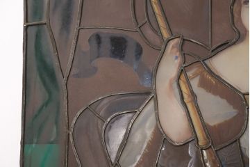 和製アンティーク　国産　ヨーロッパの絵画のような絵柄が魅力的なステンドグラス3枚セット(明り取り、窓)(R-050737)