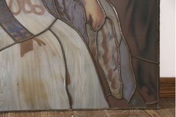 和製アンティーク　国産　ヨーロッパの絵画のような絵柄が魅力的なステンドグラス3枚セット(明り取り、窓)(R-050737)