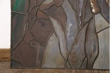 和製アンティーク　国産　ヨーロッパの絵画のような絵柄が魅力的なステンドグラス3枚セット(明り取り、窓)(R-050737)