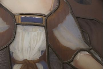 和製アンティーク　国産　ヨーロッパの絵画のような絵柄が魅力的なステンドグラス3枚セット(明り取り、窓)(R-050737)