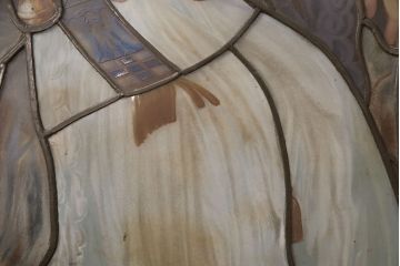 和製アンティーク　国産　ヨーロッパの絵画のような絵柄が魅力的なステンドグラス3枚セット(明り取り、窓)(R-050737)