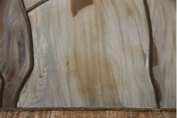 和製アンティーク　国産　ヨーロッパの絵画のような絵柄が魅力的なステンドグラス3枚セット(明り取り、窓)(R-050737)