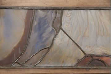 和製アンティーク　国産　ヨーロッパの絵画のような絵柄が魅力的なステンドグラス3枚セット(明り取り、窓)(R-050737)