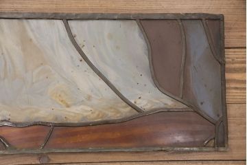 和製アンティーク　国産　ヨーロッパの絵画のような絵柄が魅力的なステンドグラス3枚セット(明り取り、窓)(R-050737)