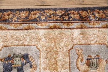 中古　中国段通　120段　アジアンテイストの空間づくりにおすすめのシルク製ラグ(マット、玄関マット、絨毯)(定価約10万円)(R-050745)