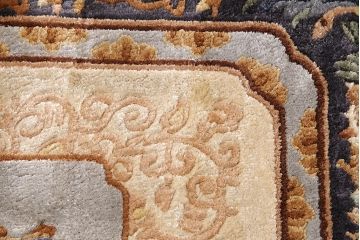 中古　中国段通　120段　アジアンテイストの空間づくりにおすすめのシルク製ラグ(マット、玄関マット、絨毯)(定価約10万円)(R-050745)