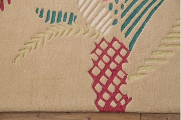 未使用展示品　ligne roset(リーン・ロゼ)　JUNGLE　ハンドメイド　カラフルなヤシの木と葉をモチーフとしたデザインがお洒落なウール製ラグマット(リーンロゼ、絨毯、カーペット)(定価約32万円)(R-050749)