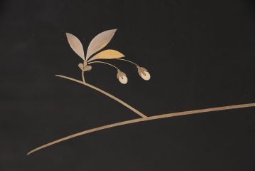 中古　山本幸三郎作　輪島塗　ガラス天板付き　紅葉と桜の図　和の情緒あふれる座卓(ローテーブル)(R-050753)