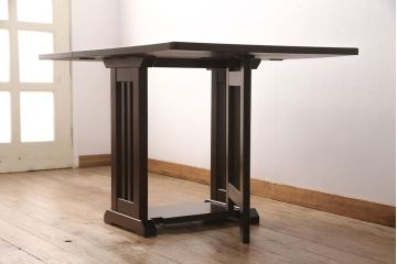 中古　北海道民芸家具　#430　洗練されたデザインのバタフライ卓(ダイニングテーブル、エクステンションテーブル)(定価約20万円)(R-050755)